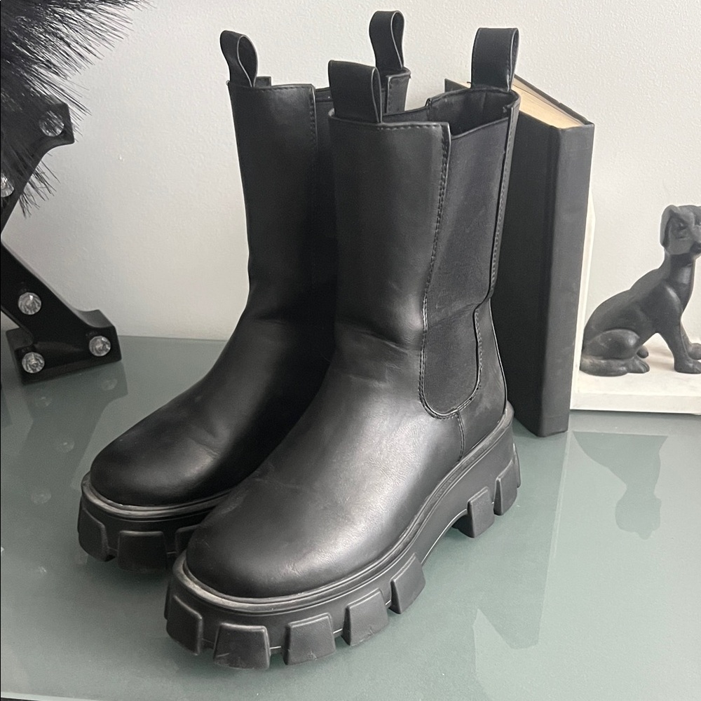 Black platform boots